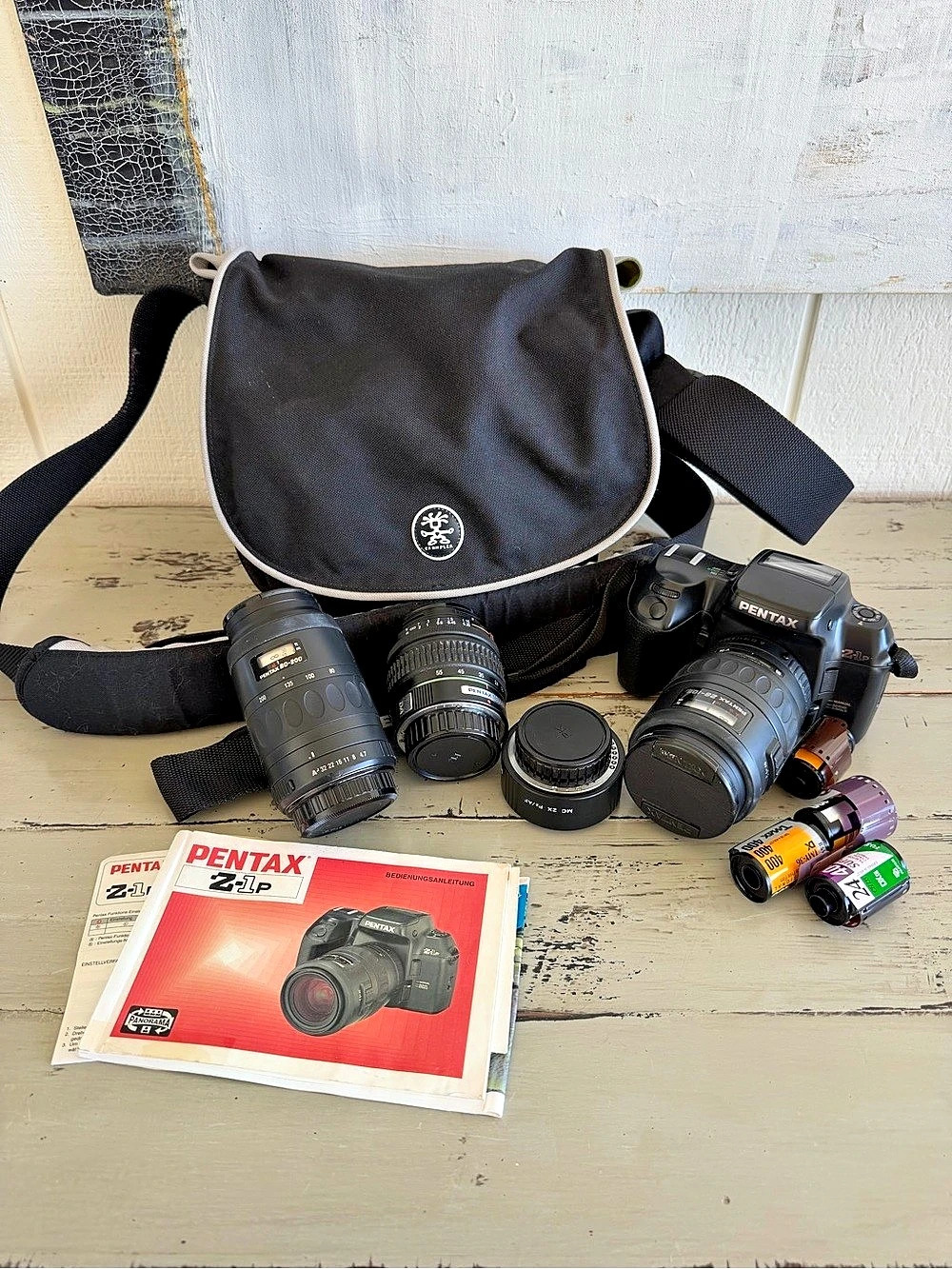 Pentax Z-1P 35mm Film Camera Kit 3 Lenses Crumpler Bag + Extras